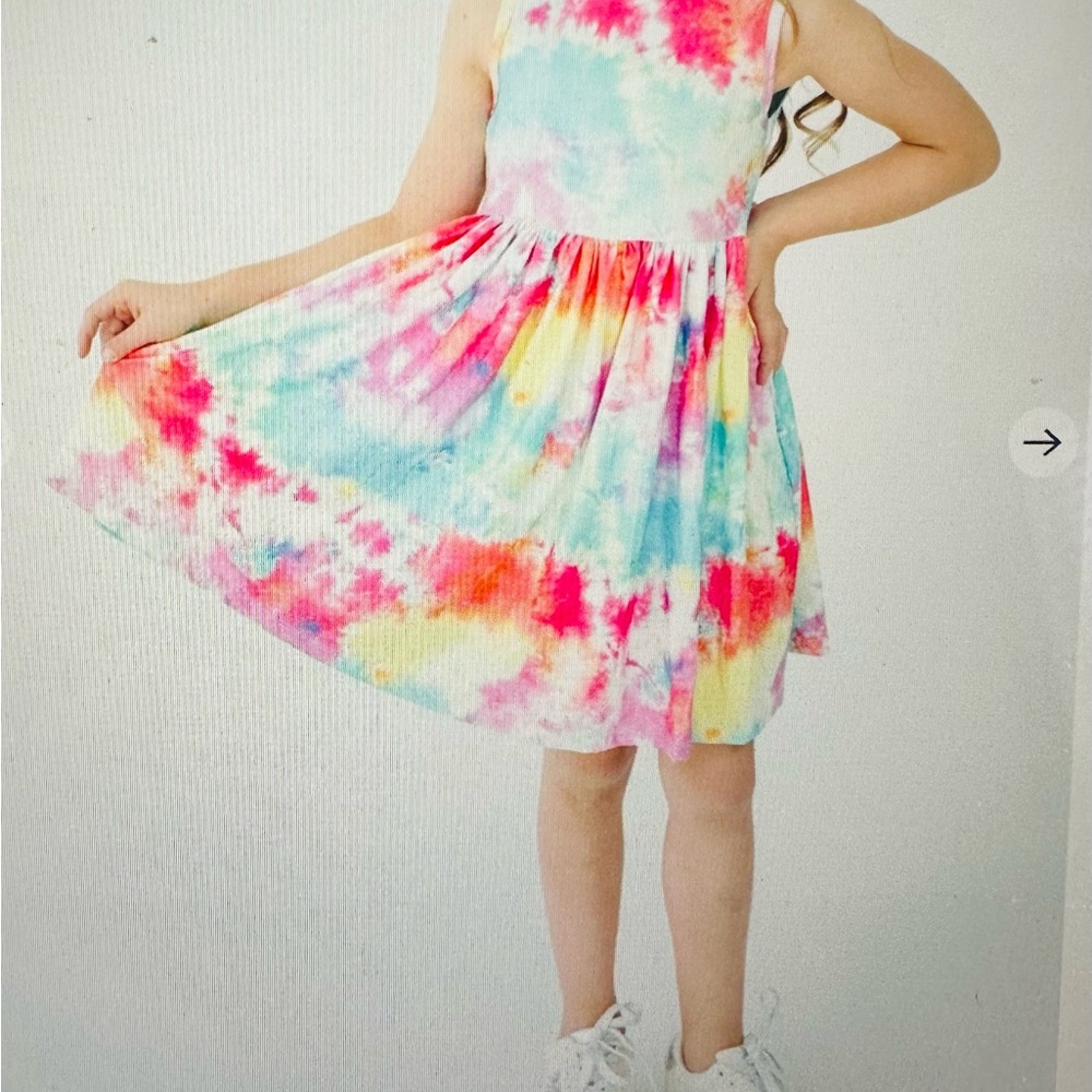 Mila & Rose Girls Sleeveless Colorful Tie Dye Sundress Sz 5/6
